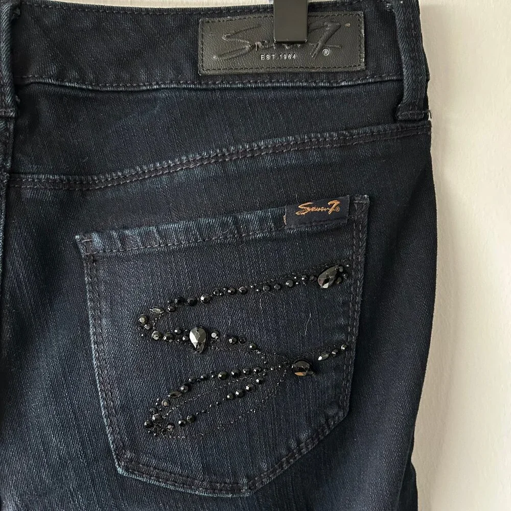 Seven7 Straight Leg Jeans Women 6 Embellished Blue Denim - Picture 5 of 9